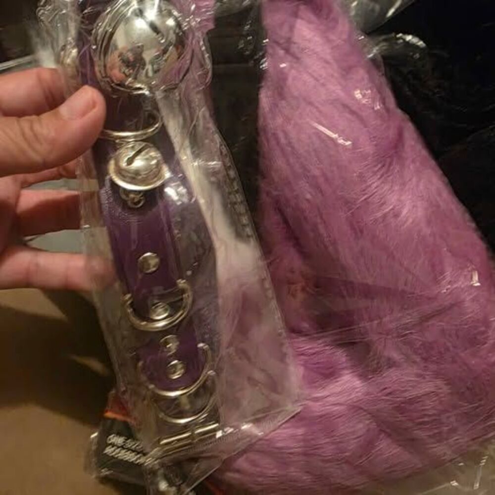 Purple Faux Fur Fox Costume Set with Tail, Ears, and Collar Renaissance faire